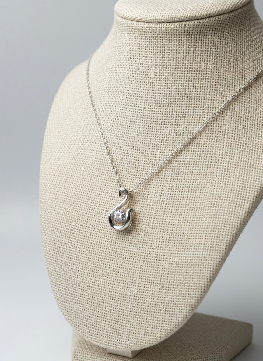 925 Sterling Silver Open Swan Pendant Necklace
