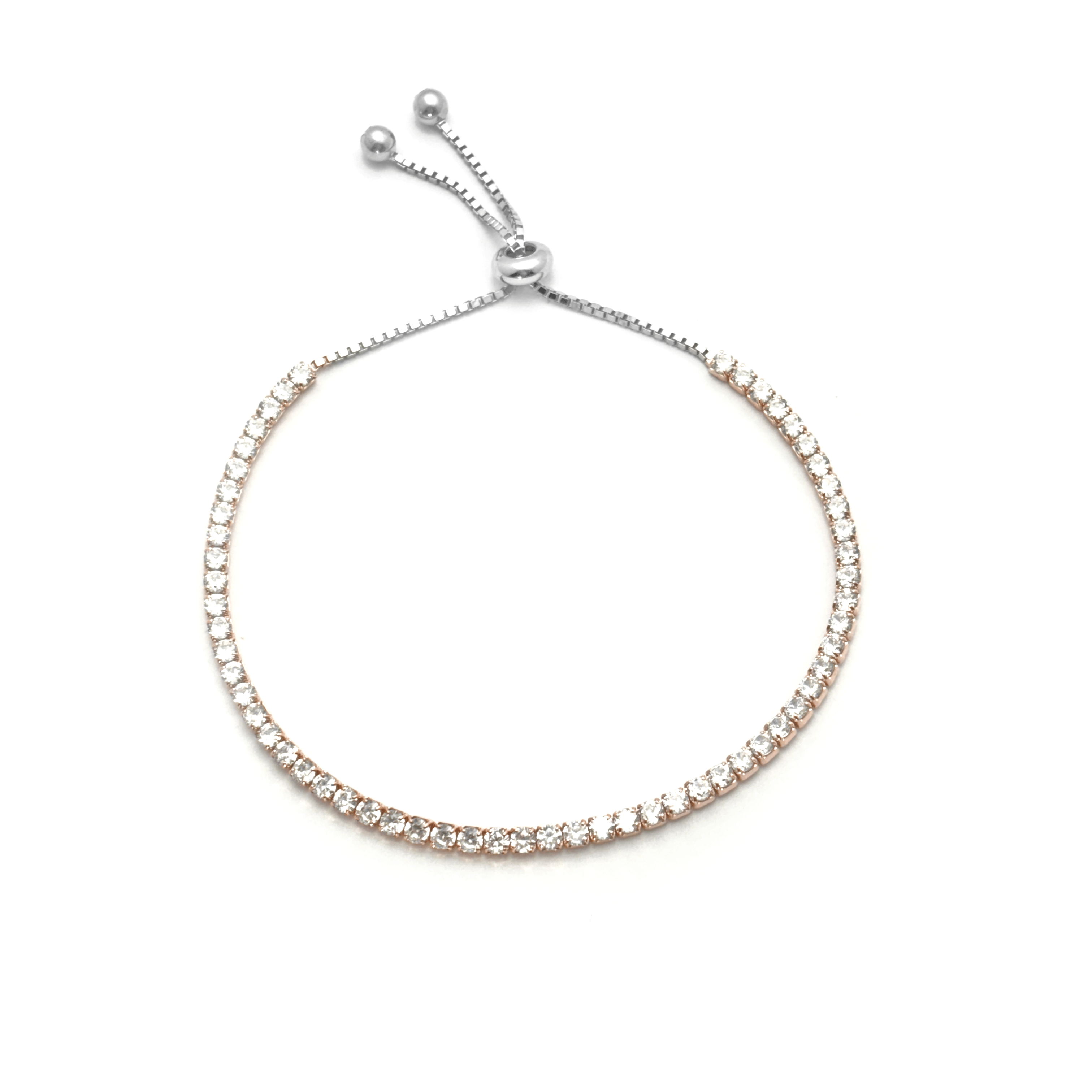 Studded Rhinestones Sterling Silver Tennis Bracelet