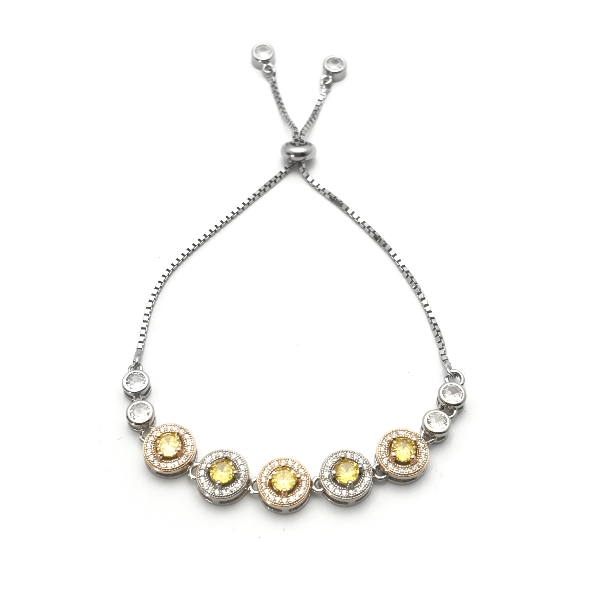 Sunset Sparkle Sterling Silver Chain Bracelet