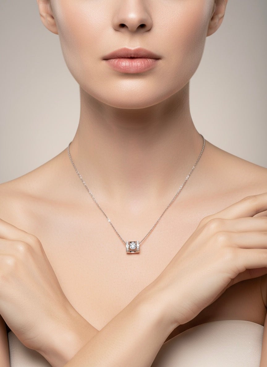 925 Sterling Silver Cylinder Pendant Necklace