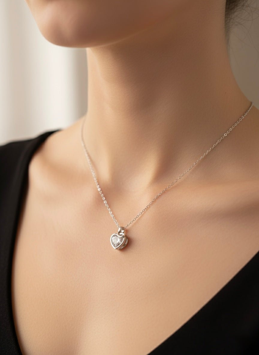 925 Sterling Silver Heart Pendant Necklace for Women