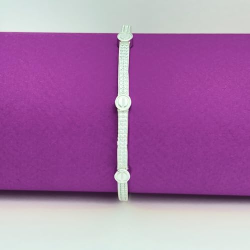 Studded Rhinestones Sterling Silver Bangle Bracelet