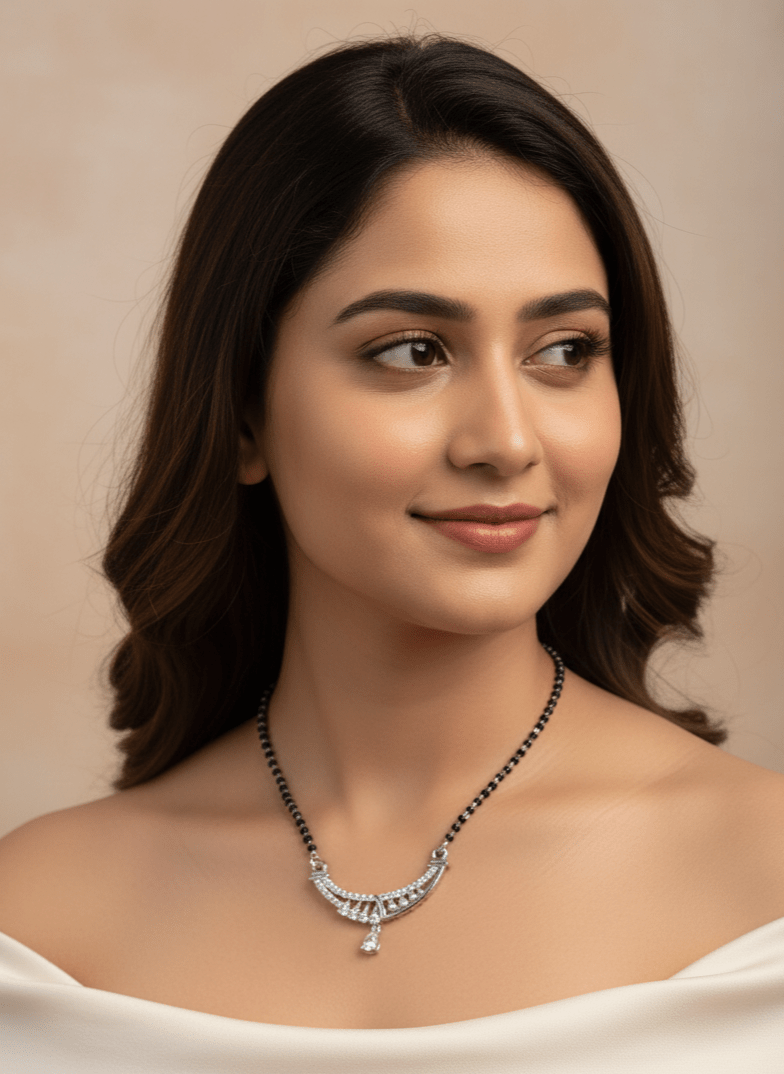 Silver Crescent Beam Mangalsutra