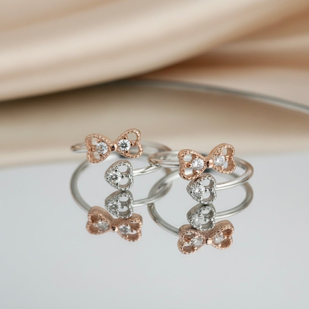 3 Hearts Design Silver Adjustable Toe Ring