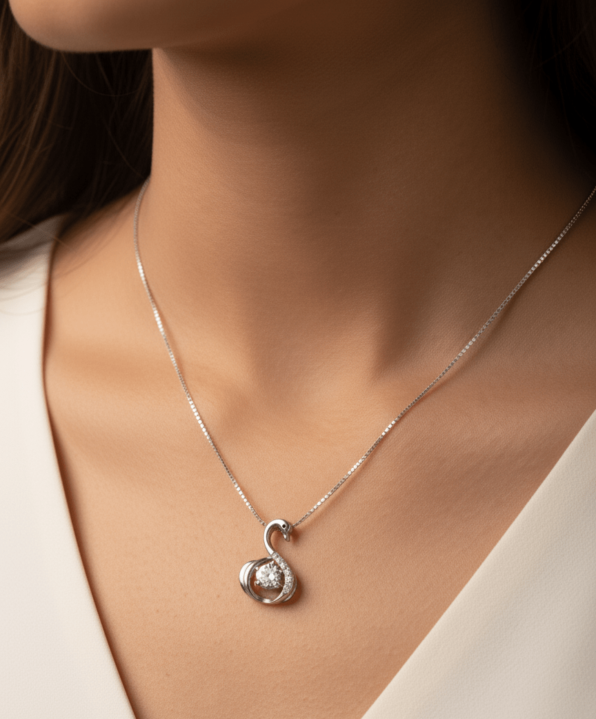 925 Sterling Silver Swan Gemstone Pendant