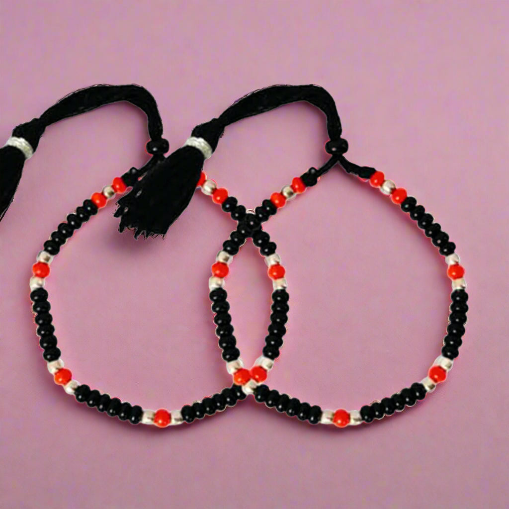 Black, Silver & Red Beads Nazariya Baby Boys & Girls Bracelet