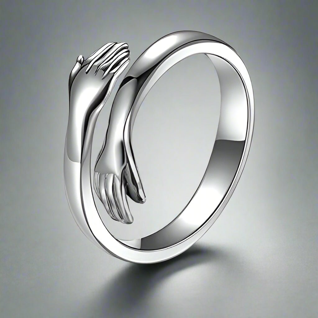Hug Design Sterling Silver Ring