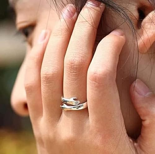 Hug Design Sterling Silver Ring