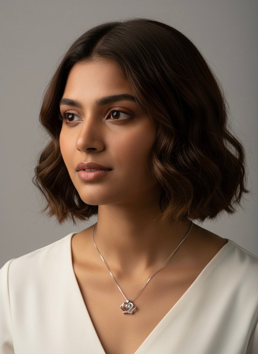 925 Sterling Silver Crown Pendant Necklace for Women
