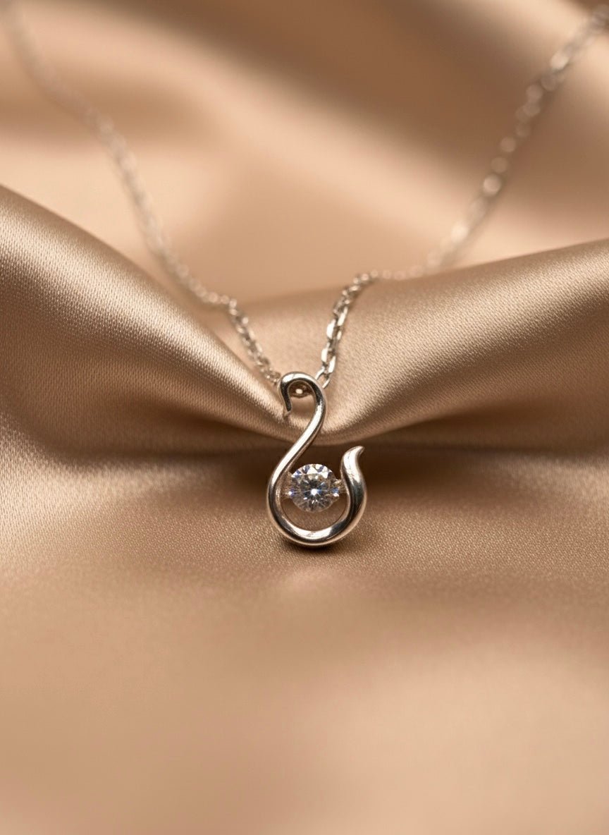 925 Sterling Silver Open Swan Pendant Necklace