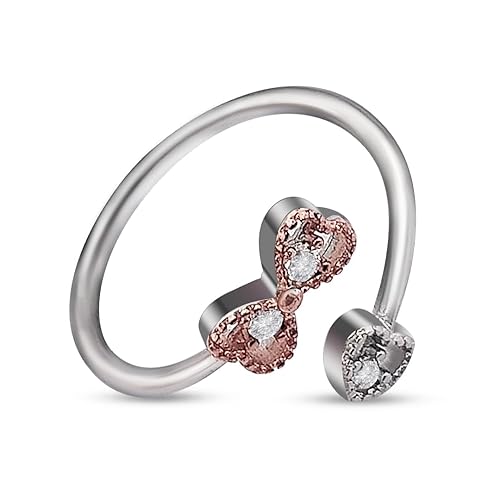 3 Heart Design Sterling Silver Ring rose gold