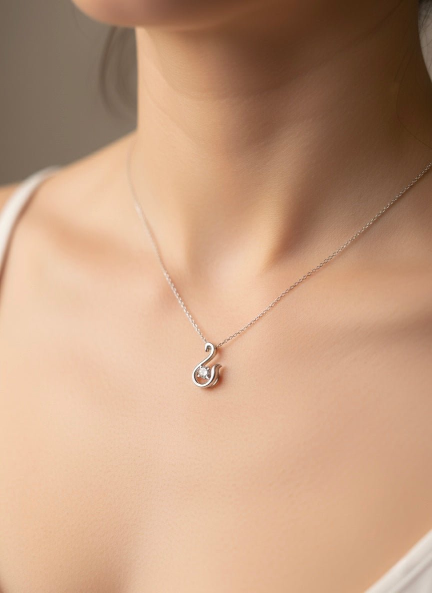 925 Sterling Silver Open Swan Pendant Necklace