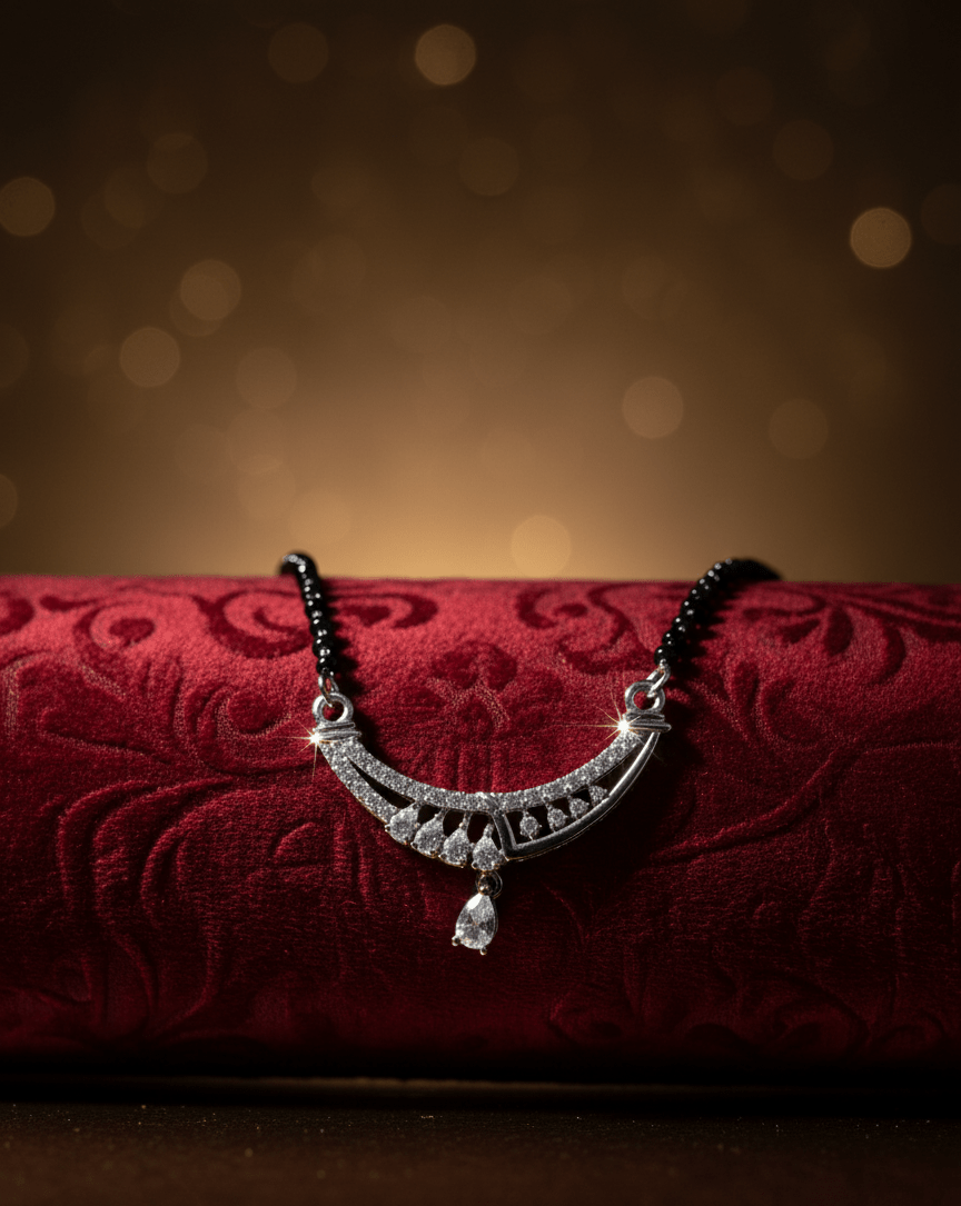 Silver Crescent Beam Mangalsutra