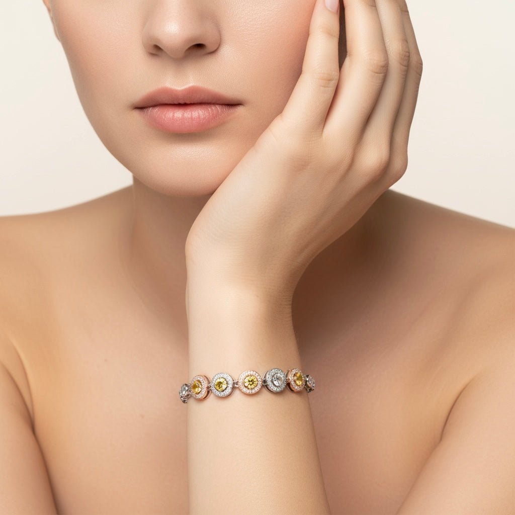 Sunset Sparkle Sterling Silver Chain Bracelet