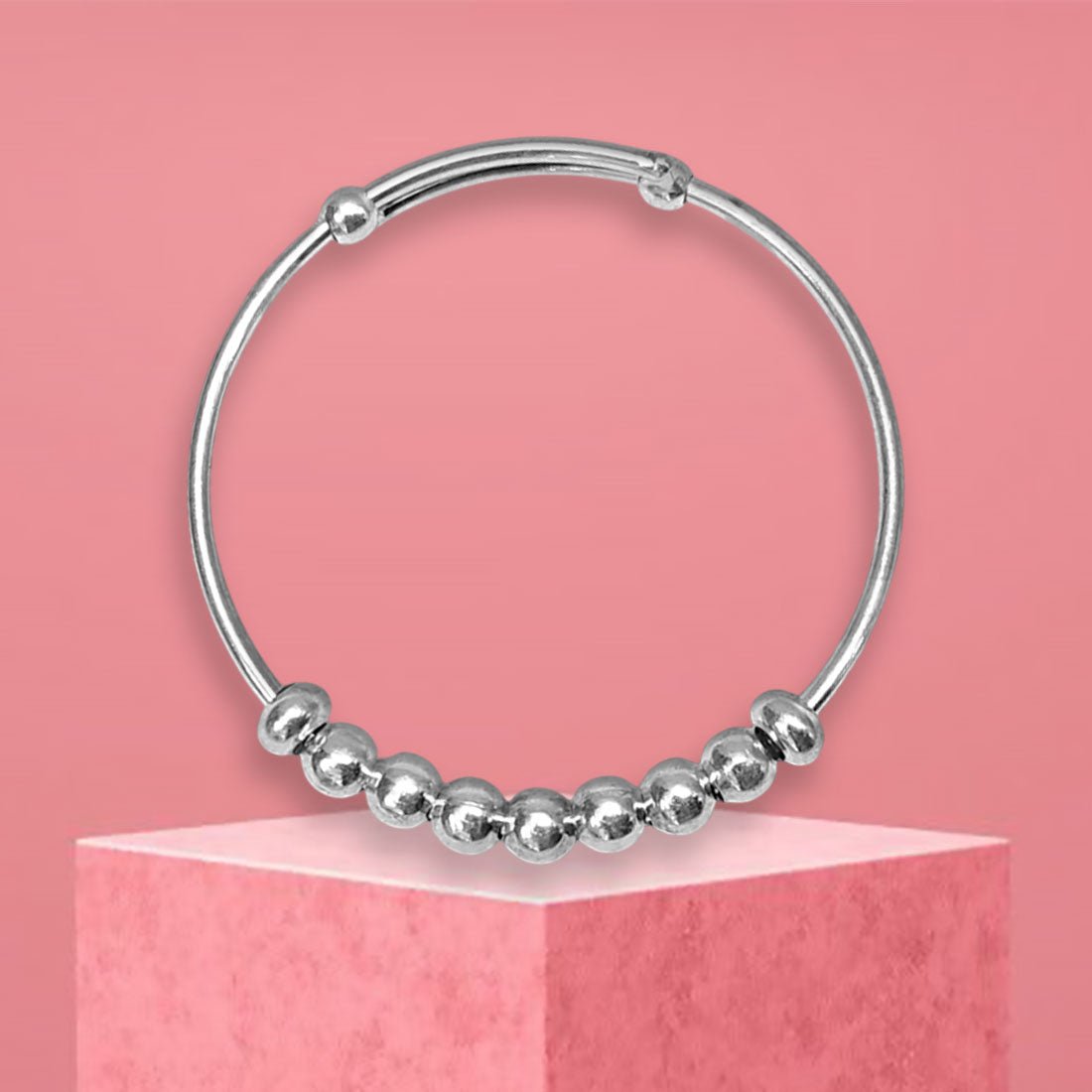 Sterling Silver Balls Beads Kada (Bangle Bracelet)