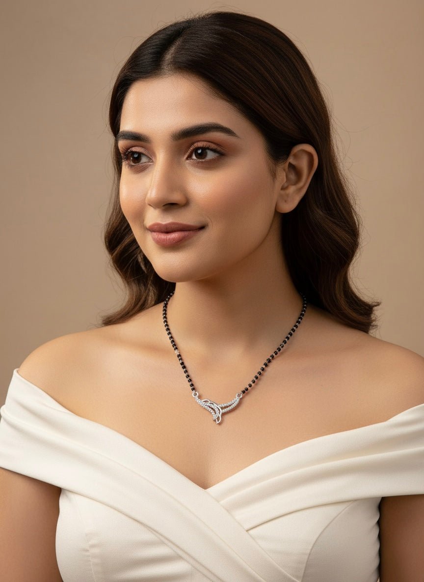 Sterling Silver Crescent Duo Mangalsutra