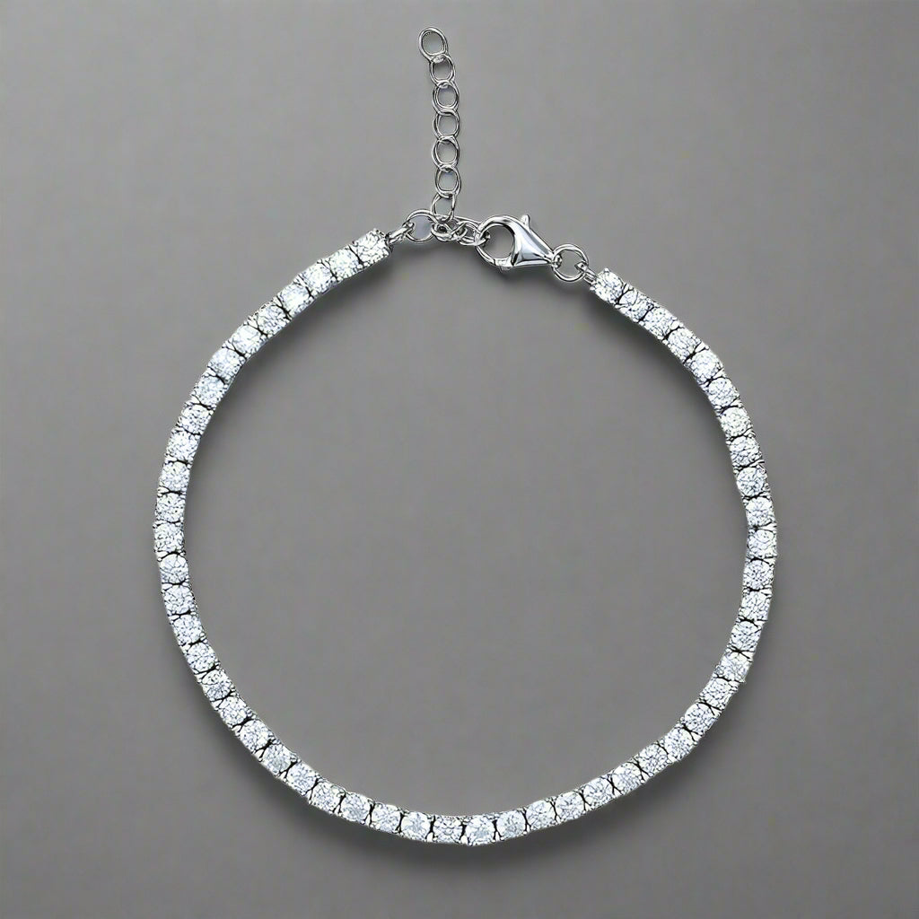 Zircon Crystals Sterling Silver Tennis Bracelet