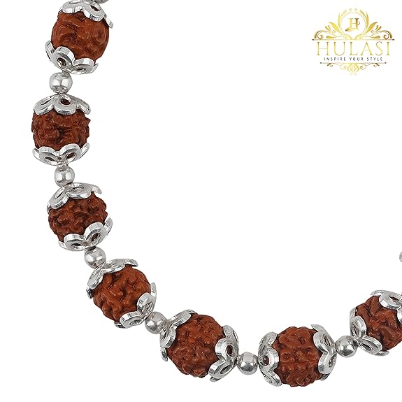 Rudraksh Beads Silver Chain Bracelet (1 Pair)