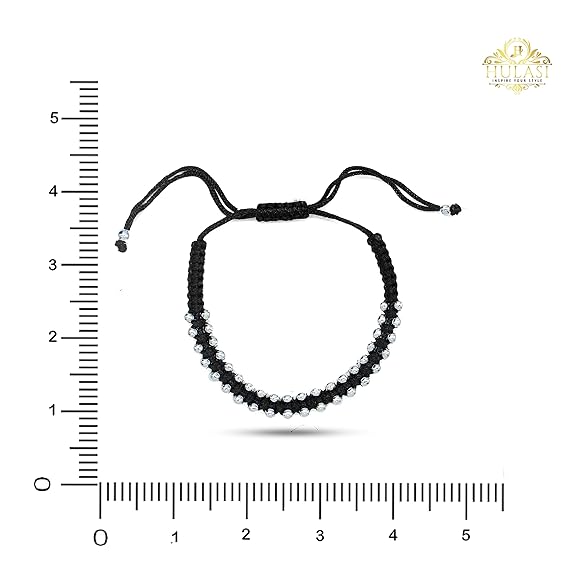 42 Ball Beads Sterling Bracelets with Black Thread (1 Pair)