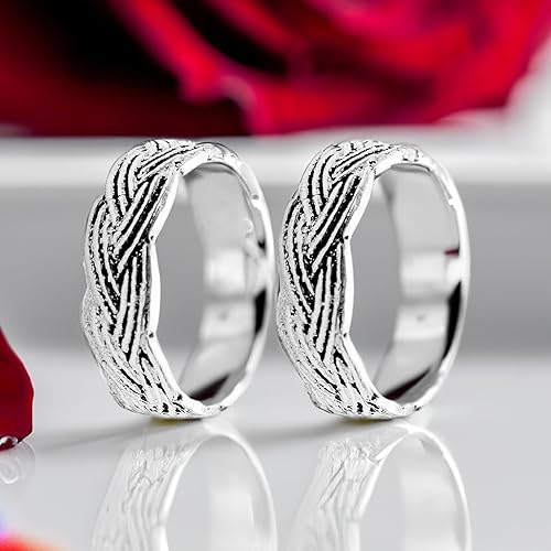Woven Pattern Design Pure Silver Toe Ring | 925
