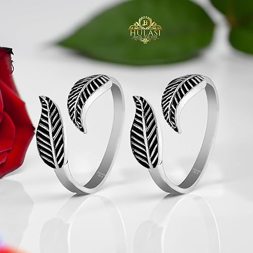 2 Leaves Design Pure Silver Toe Ring | 925