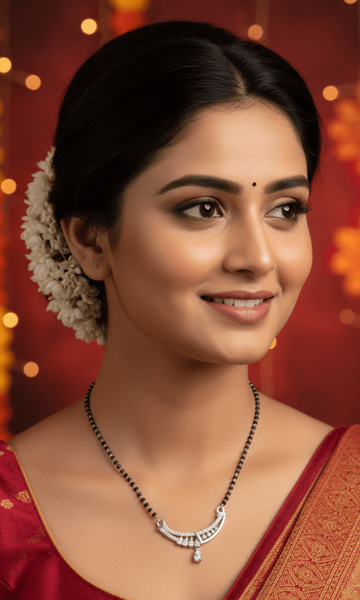 Silver Crescent Beam Mangalsutra