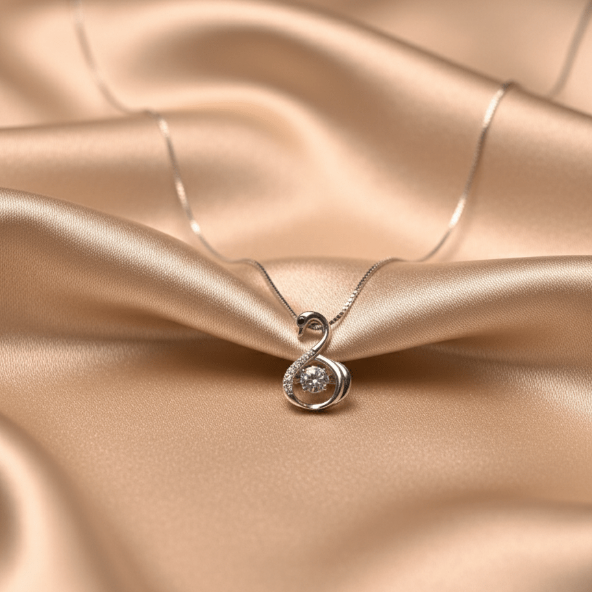 925 Sterling Silver Swan Gemstone Pendant