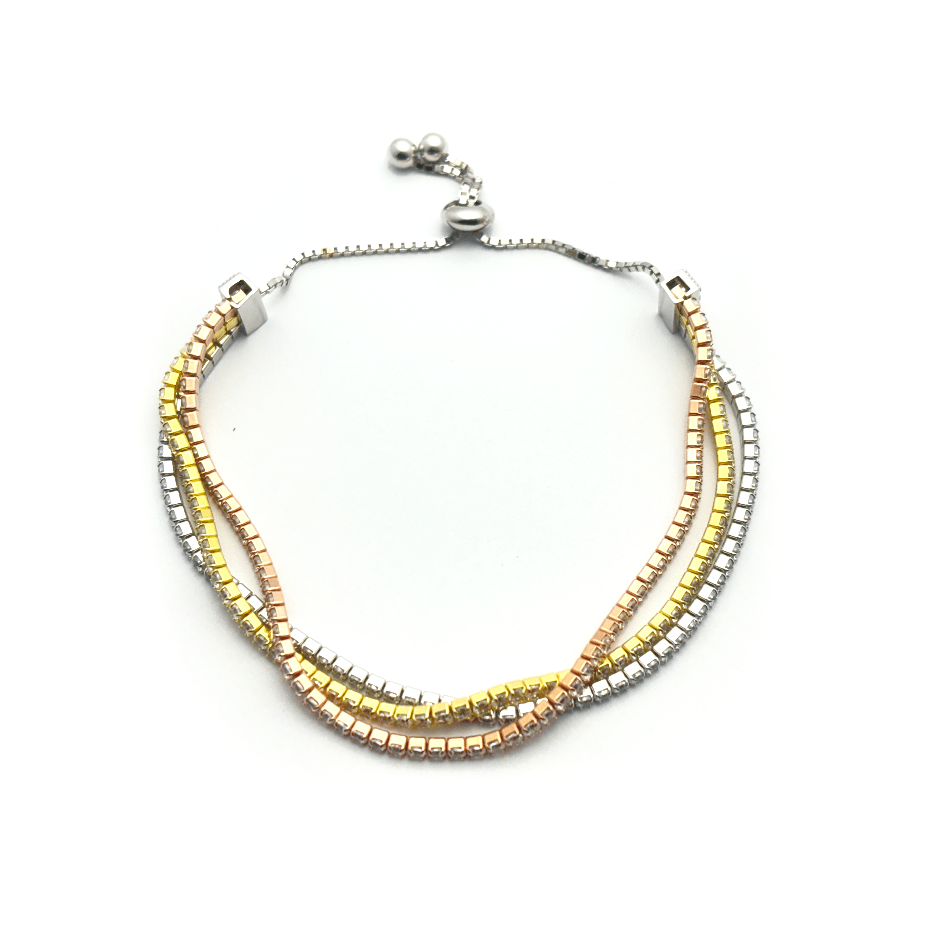 Sterling Silver Bracelet with Yellow, Silver & Golden Chain