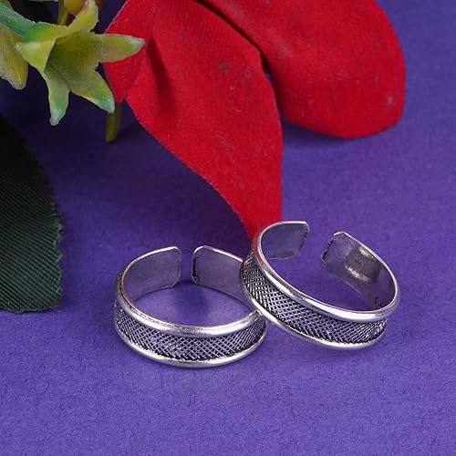 Elegant Pattern Design Pure Sterling Silver Toe Ring (1 Pair)