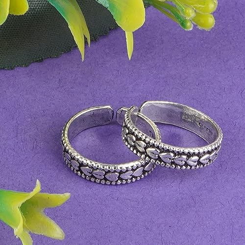 Elegant Leaf Pattern Design Sterling Silver Toe Ring (1 Pair)