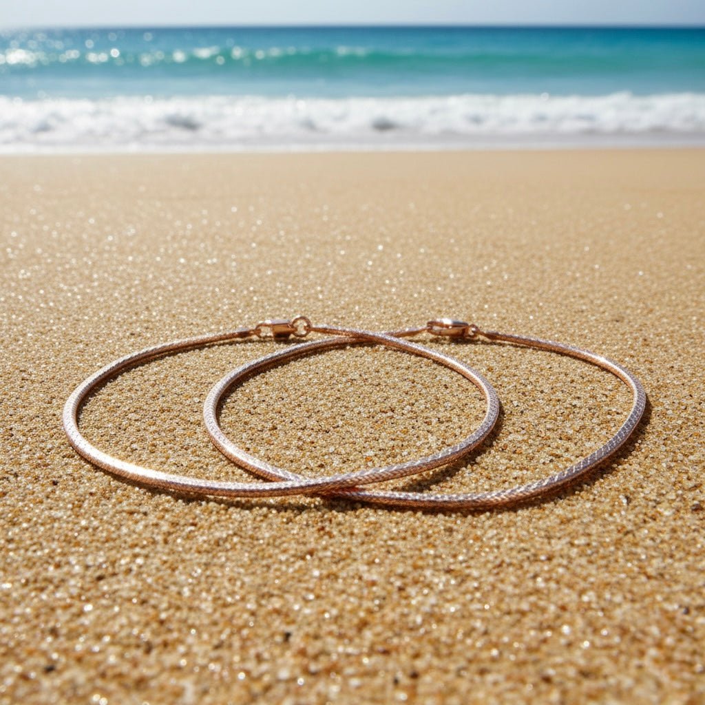 Celestique Woven Design Silver Italian Anklet (1 Pair)