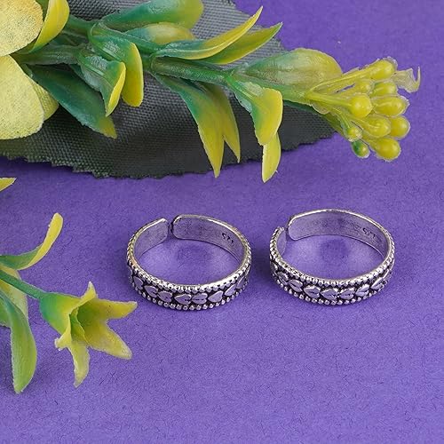 Elegant Leaf Pattern Design Sterling Silver Toe Ring (1 Pair)