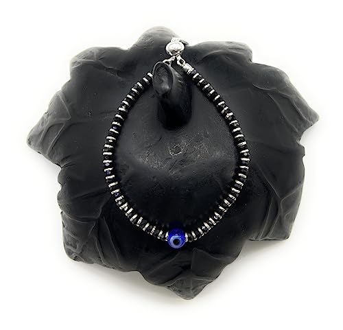 A beautiful 925 sterling silver black thread anklet featuring a combination of black and silver beads along with an elegant evil eye charm. This adjustable anklet is designed for both girls and women, offering style and comfort. Ideal for daily wear or special occasions, the anklet has a modern yet traditional appeal with its sleek design, protective evil eye charm, and sterling silver beads that add a touch of elegance.
