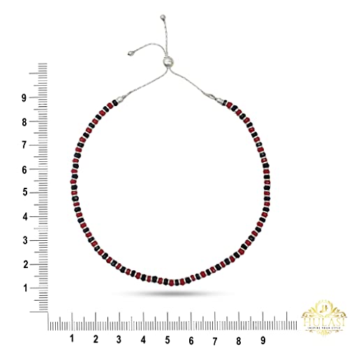 925 Sterling Silver Nazariya Anklet featuring a combination of black, silver, and red beads, designed for girls and women. This adjustable anklet is not only stylish but also comfortable for everyday wear. Ideal for adding a touch of elegance and charm, this anklet is perfect for pooja rituals or as a thoughtful gift. Made with high-quality 925 sterling silver, ensuring durability and long-lasting shine.