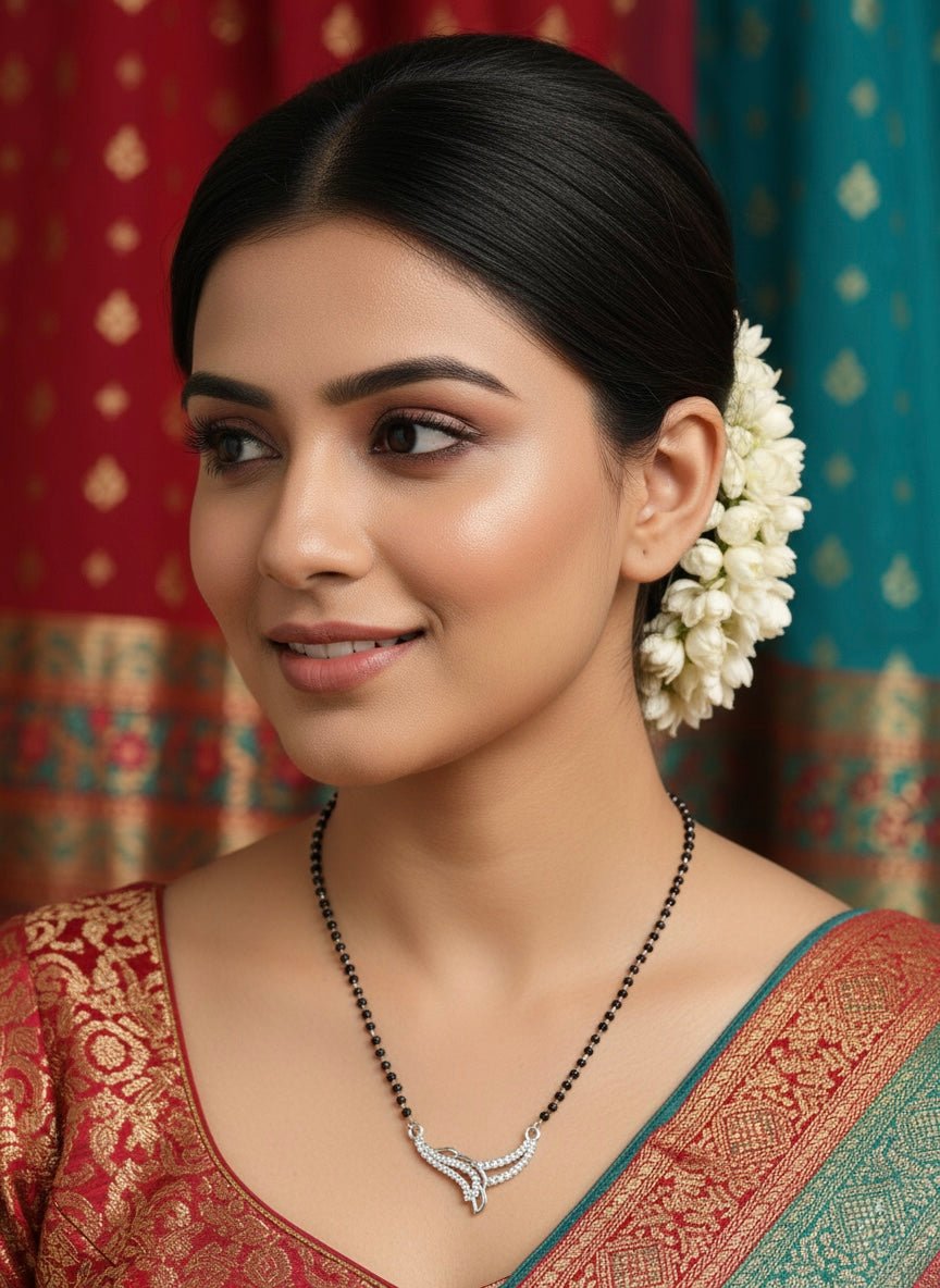 Sterling Silver Crescent Duo Mangalsutra