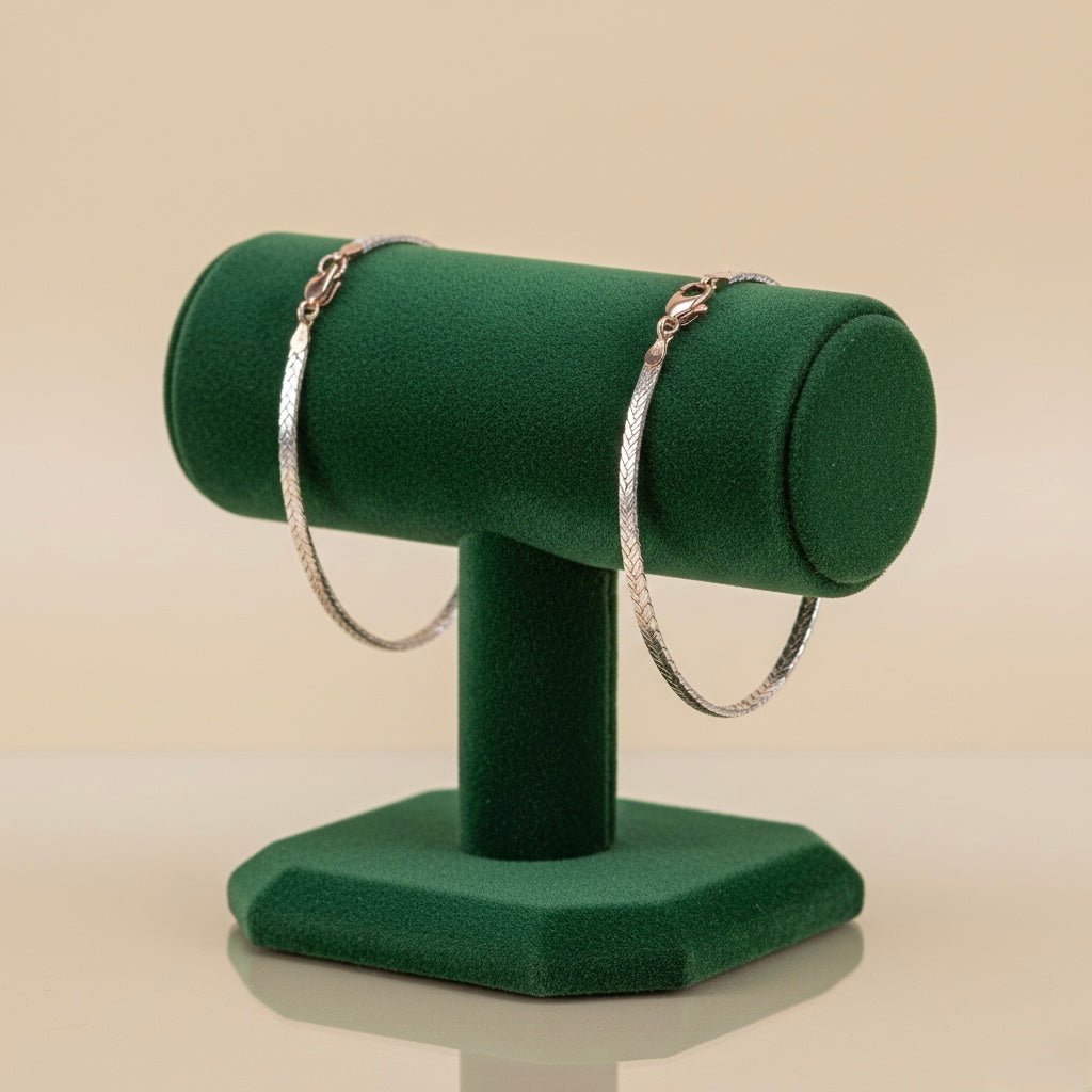 Celestique Woven Design Silver Italian Anklet (1 Pair)