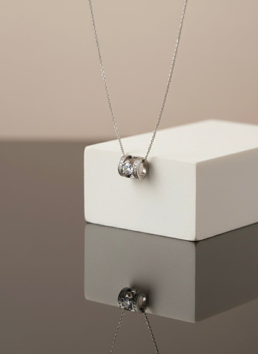 925 Sterling Silver Cylinder Pendant Necklace