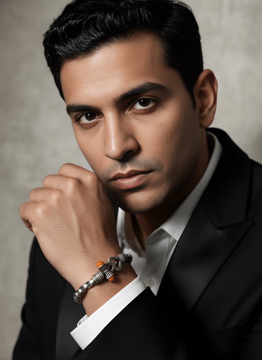 Silver Oxidised OM Bracelet ( 37 grams )