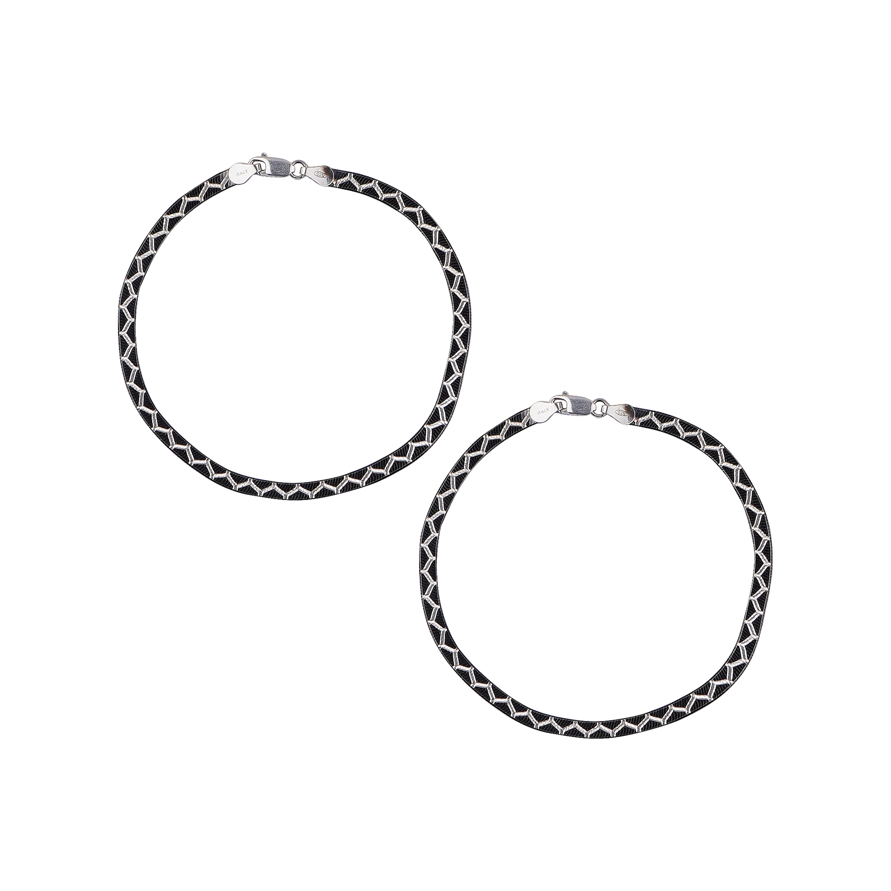 Sleek Midnight Silver Italian Anklet (1 Pair)