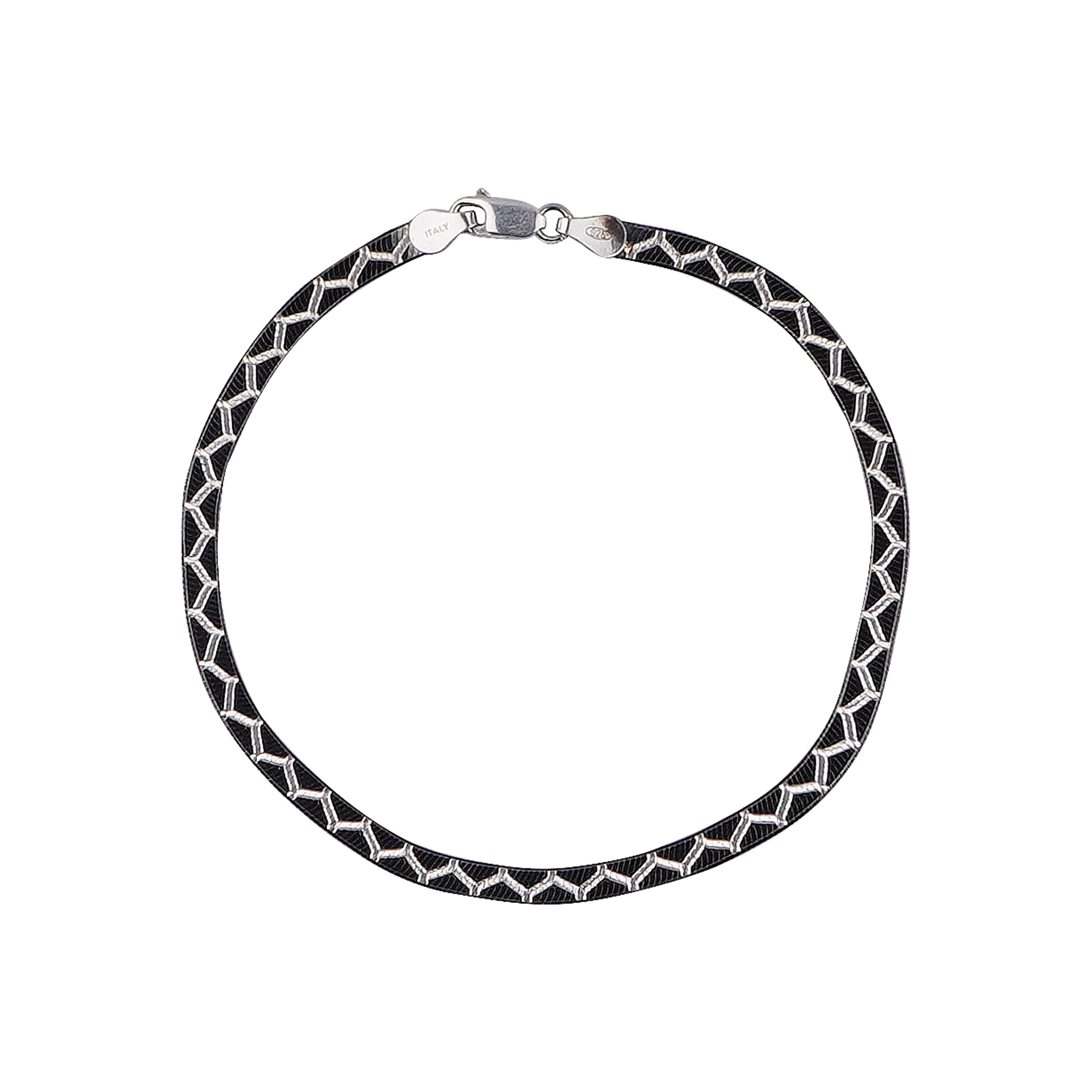 Sleek Midnight Silver Italian Anklet (1 Pair)