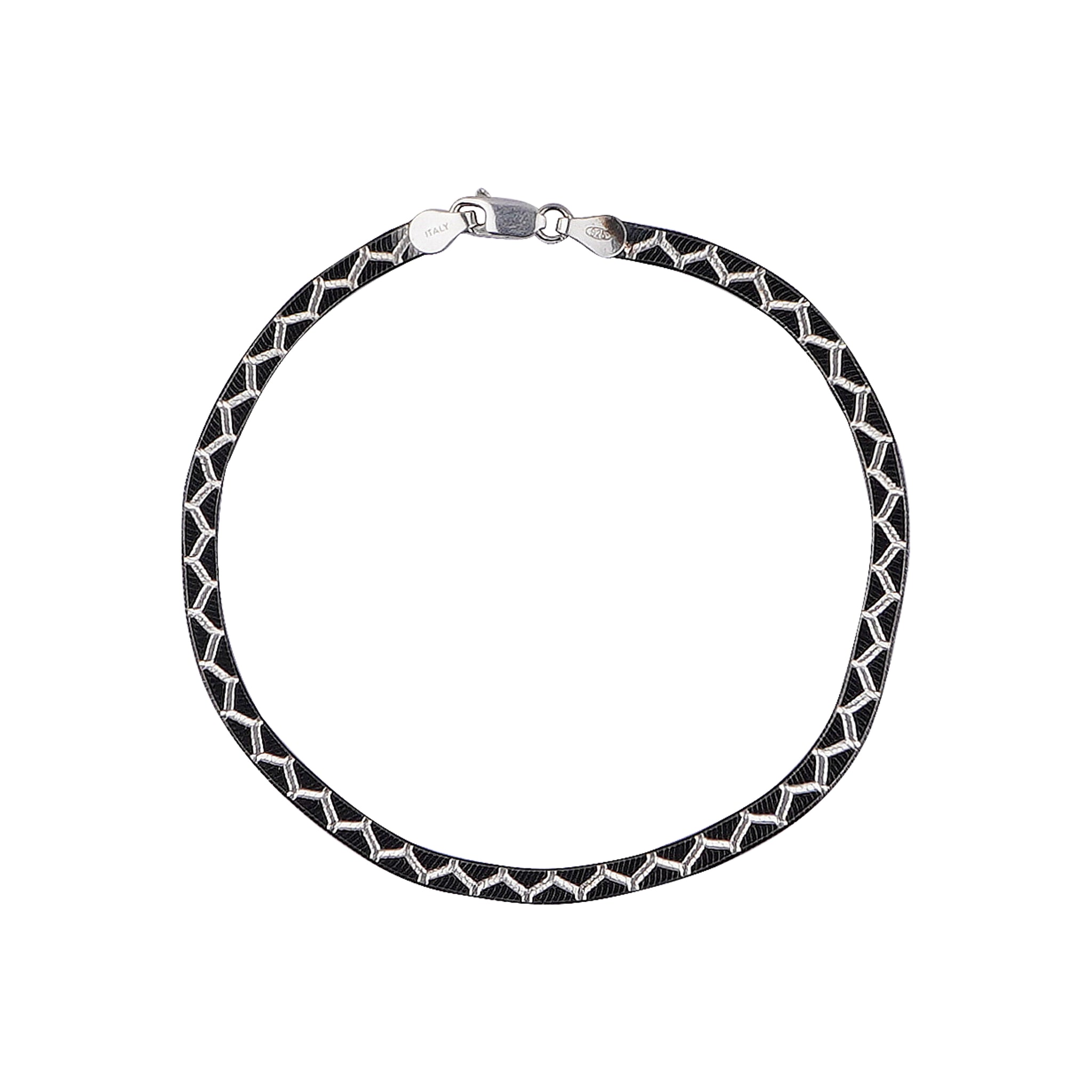 Sleek Midnight Silver Italian Anklet (1 Pair)