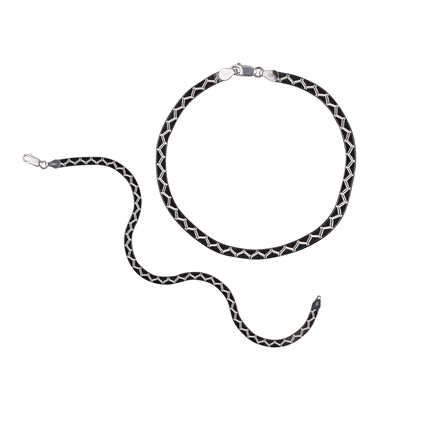 Sleek Midnight Silver Italian Anklet (1 Pair)