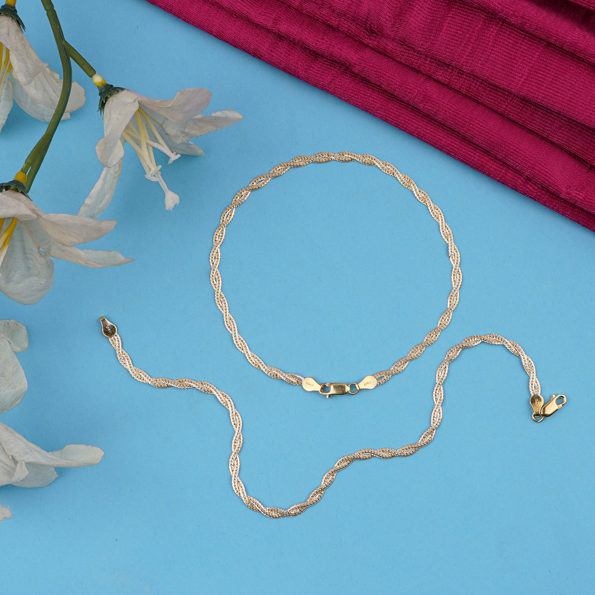 Luna Weave Silver Italian Anklet