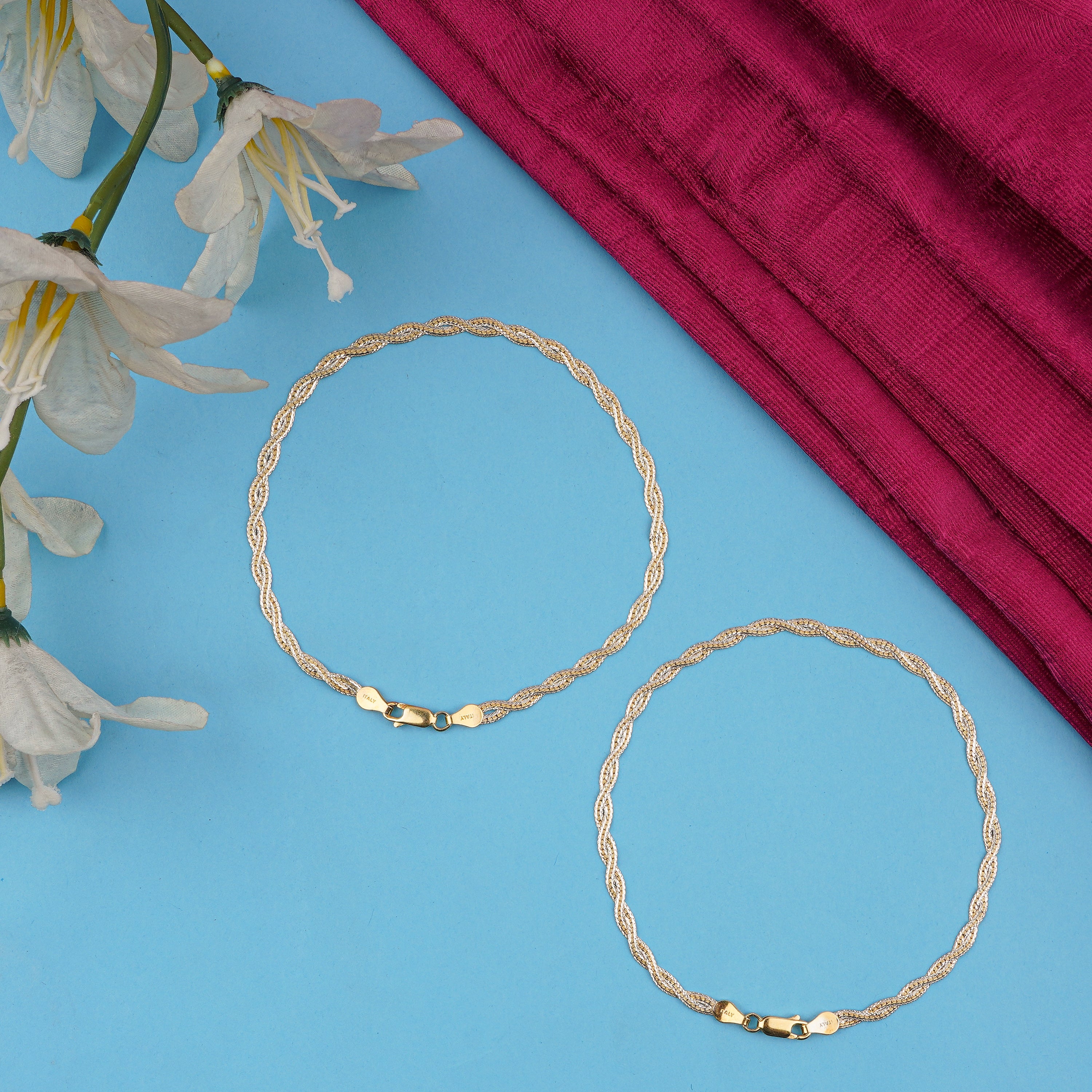 Luna Weave Silver Italian Anklet