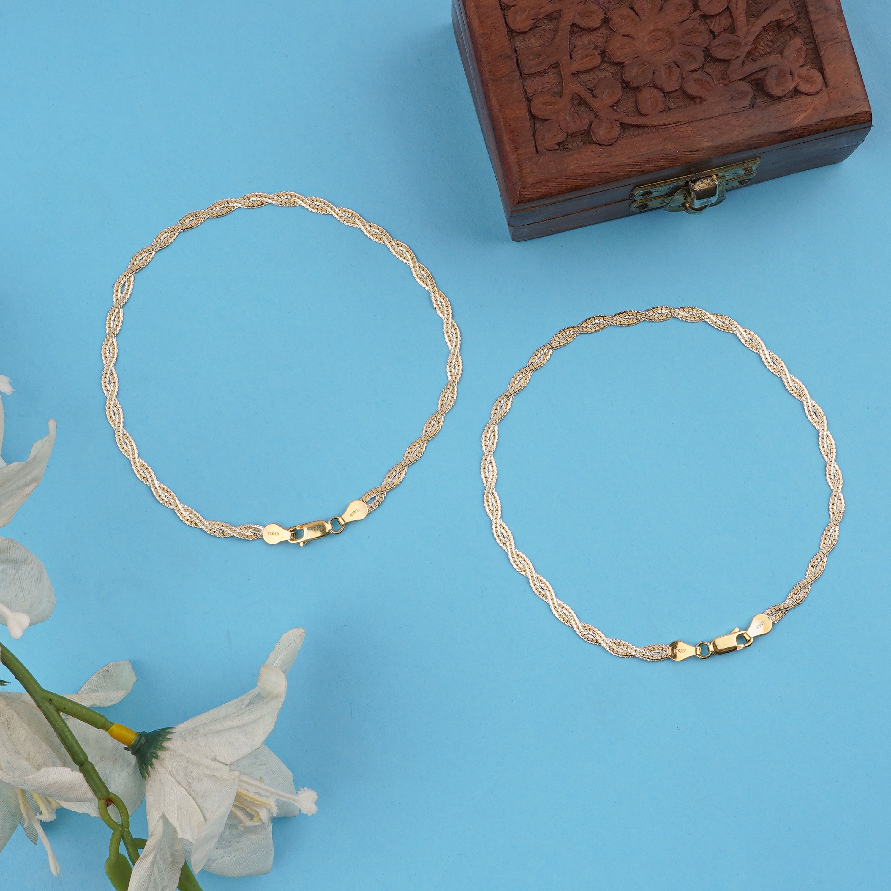 Luna Weave Silver Italian Anklet