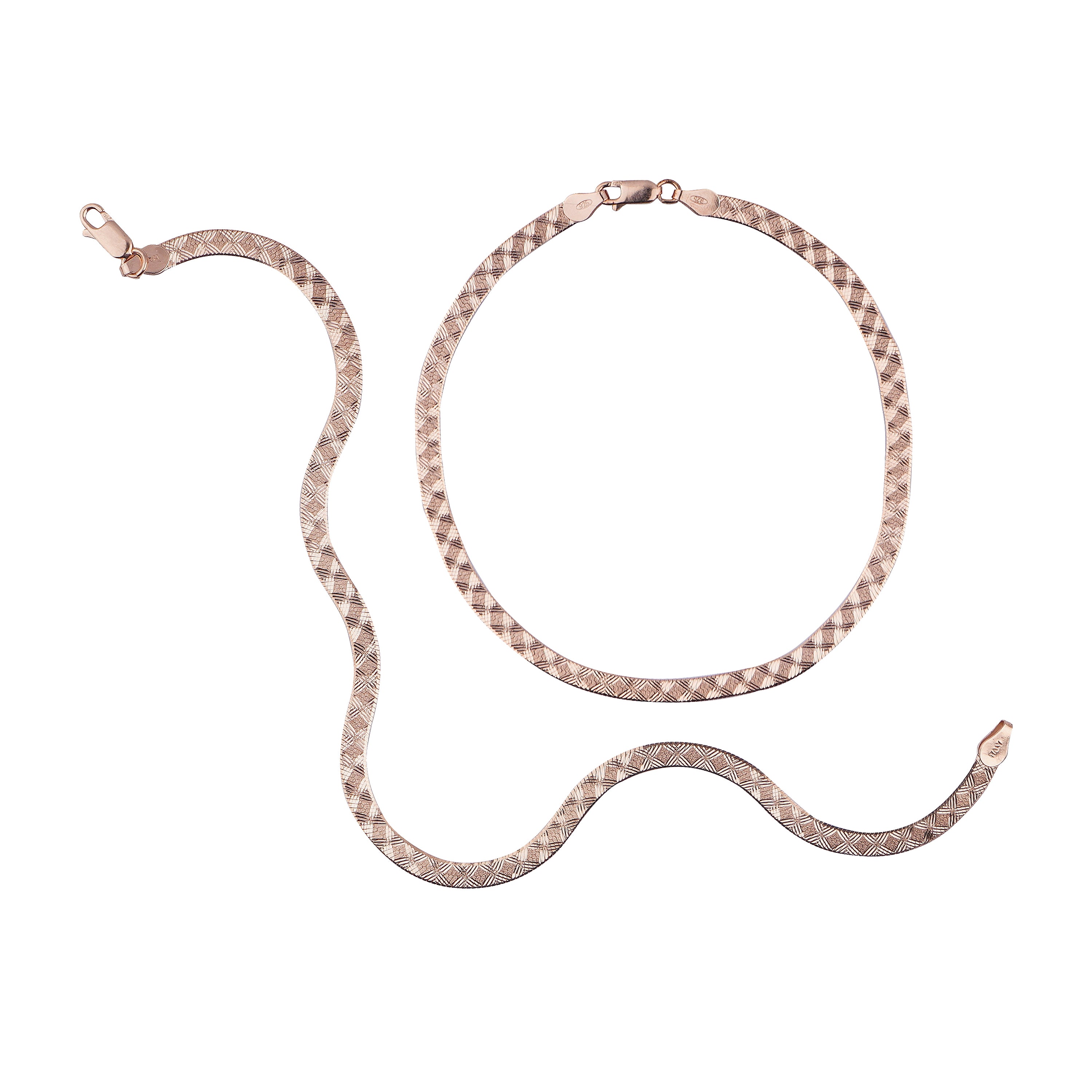 Elegant Gold & Light Brown Woven Design Silver Italian Anklet