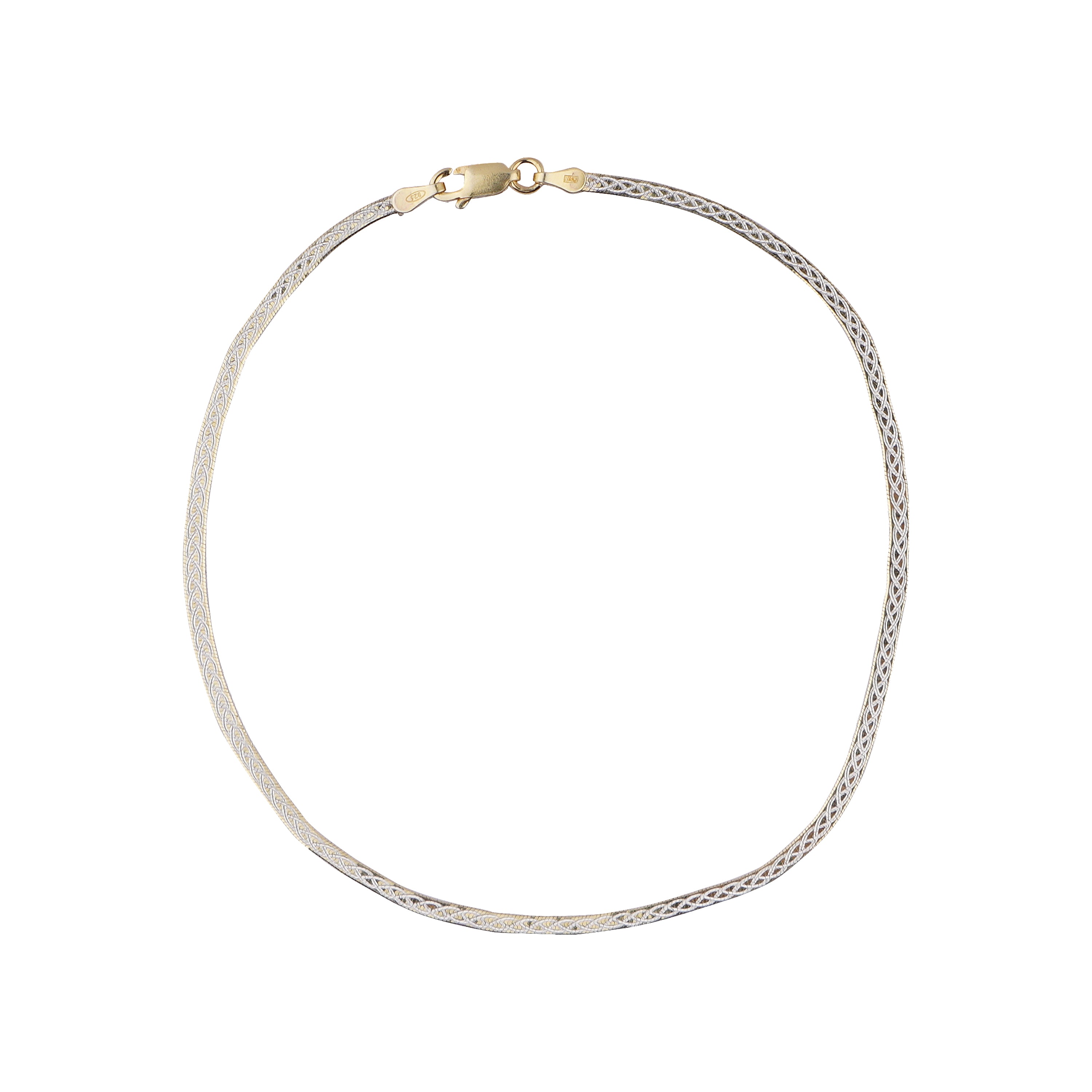 Elegant Silver & Gold Woven Design Silver Italian Anklet (1 Pair)