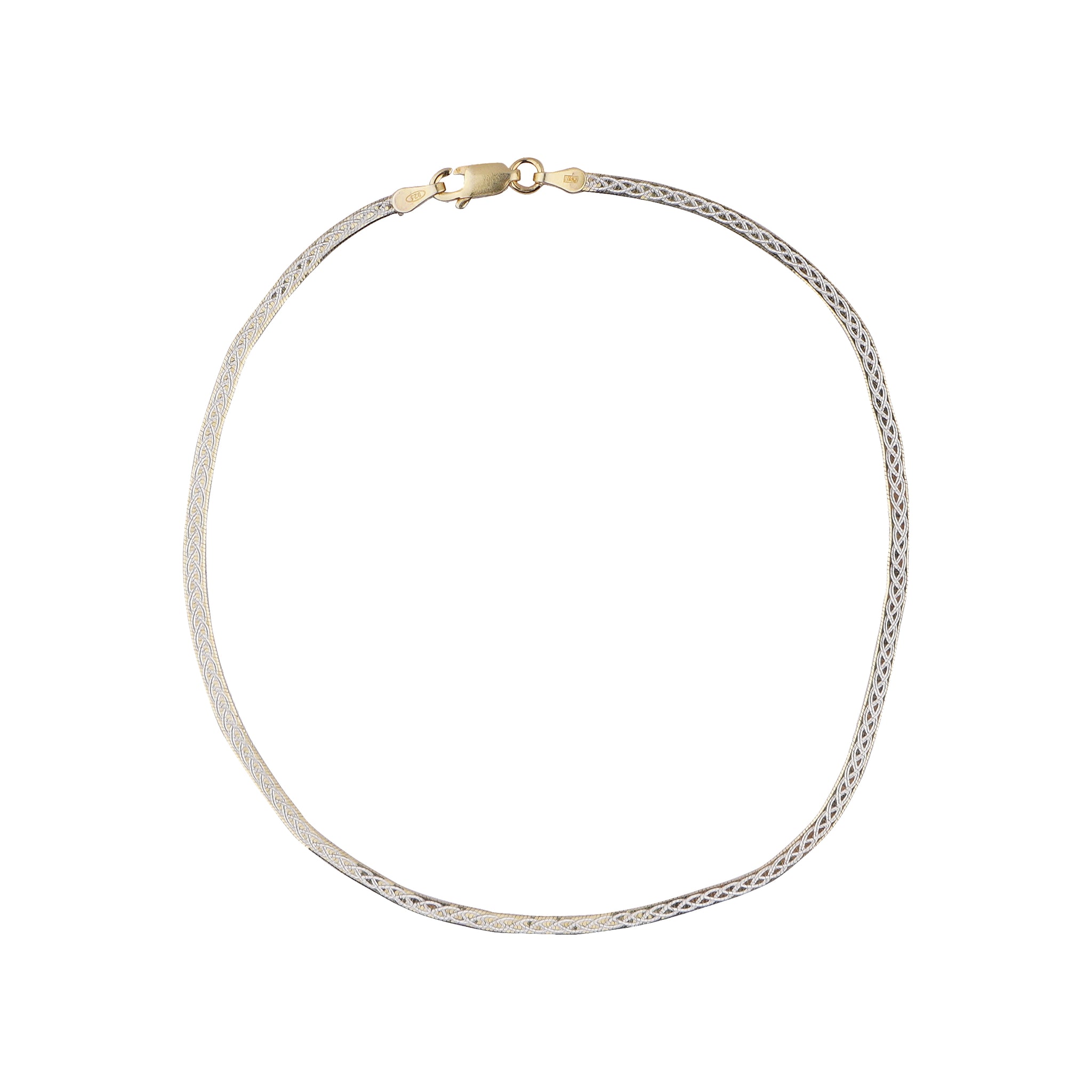 Elegant Silver & Gold Woven Design Silver Italian Anklet (1 Pair)