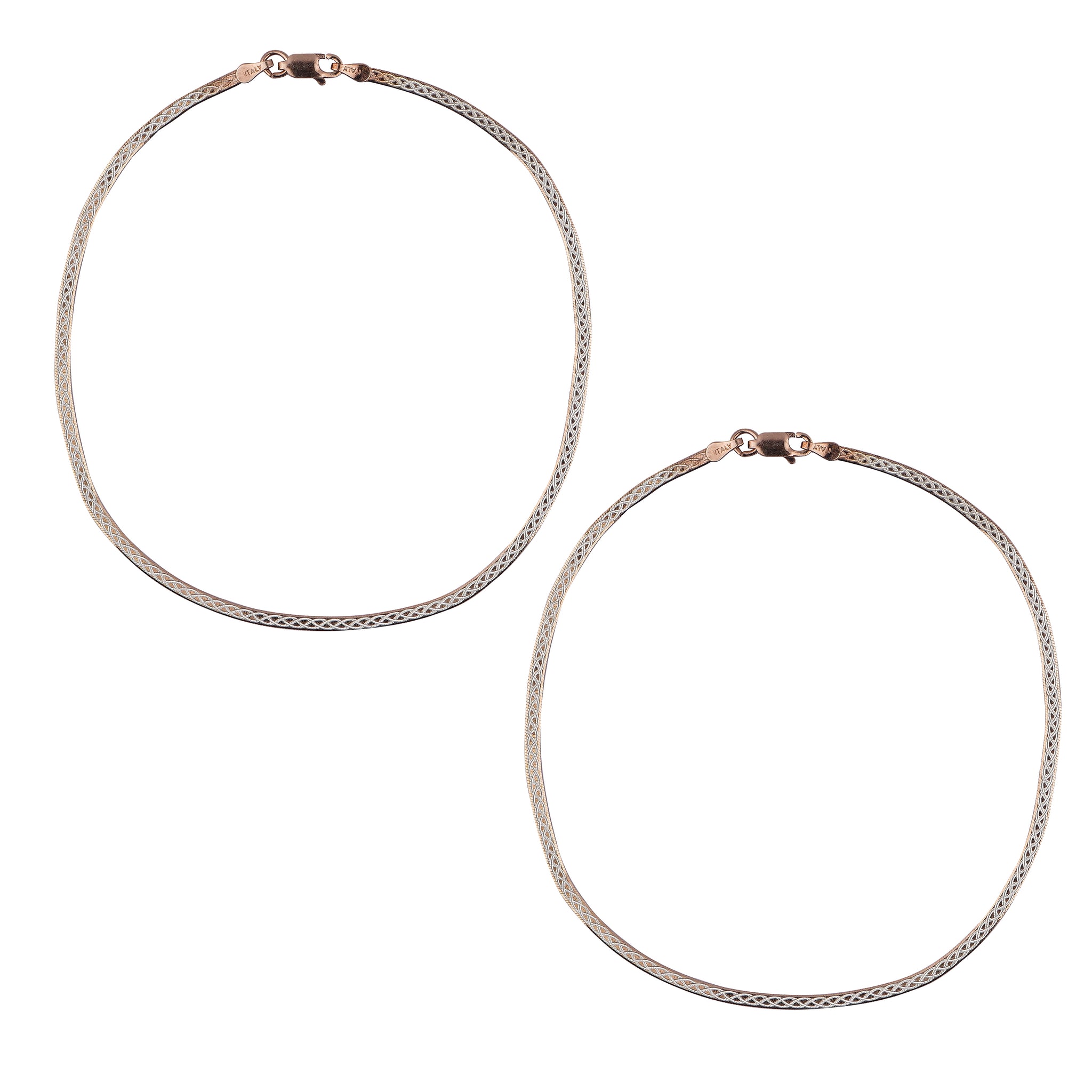 Celestique Woven Design Silver Italian Anklet (1 Pair)