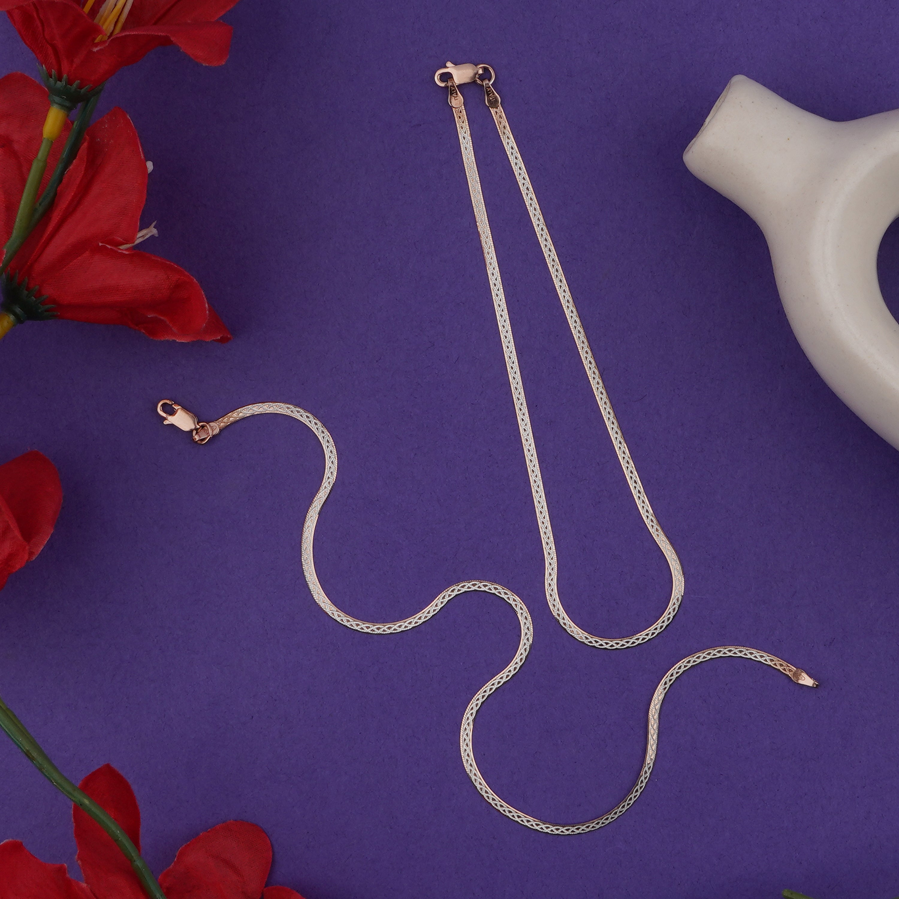 Celestique Woven Design Silver Italian Anklet (1 Pair)